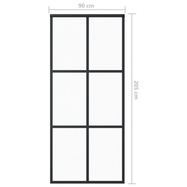 Puerta corredera ESG vidrio y aluminio negra 90x205 cm M 5