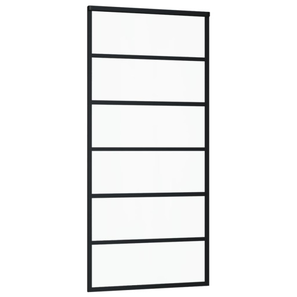 Puerta corredera ESG vidrio y aluminio negra 90x205 cm M 3