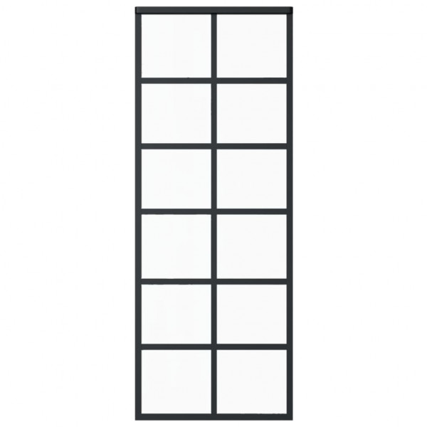 Puerta corredera ESG vidrio y aluminio negra 76x205 cm M 2