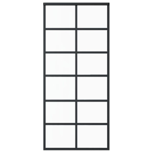 Puerta corredera ESG vidrio y aluminio negra 90x205 cm H