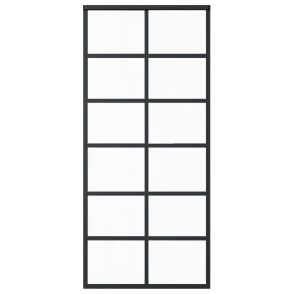 Puerta corredera ESG vidrio y aluminio negra 90x205 cm M 2