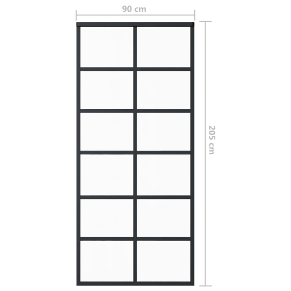 Puerta corredera ESG vidrio y aluminio negra 90x205 cm M 5