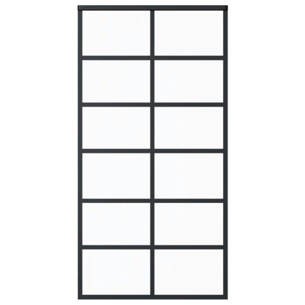 Puerta corredera ESG vidrio y aluminio negra 102x205 cm M 2