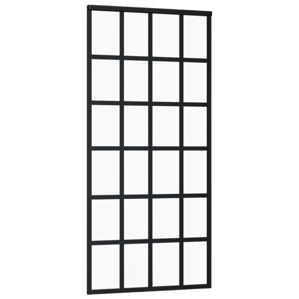 Puerta corredera ESG vidrio y aluminio negra 90x205 cm M 3