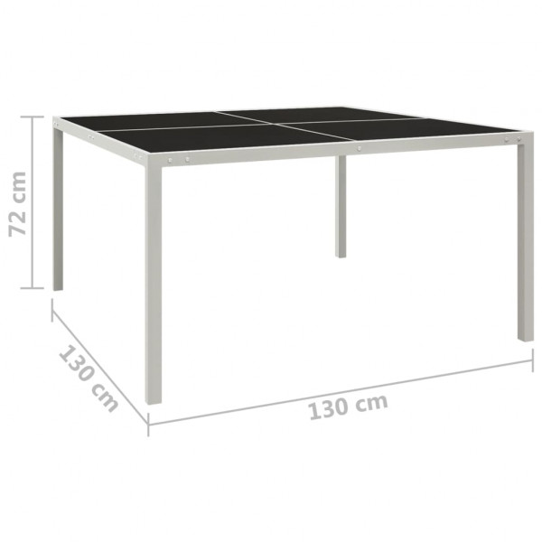 Mesa de jardim 130x130x72 cm aço e vidro cinzento M 5