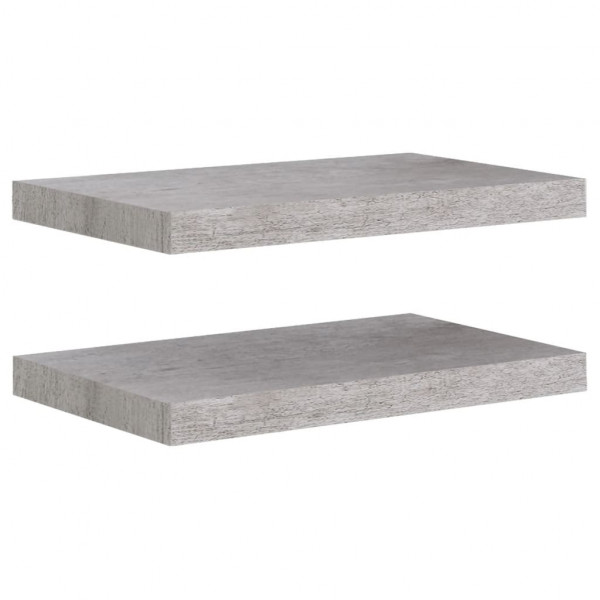 Estantes flotantes pared 2 uds MDF gris hormigón 50x23x3.8 cm M 2