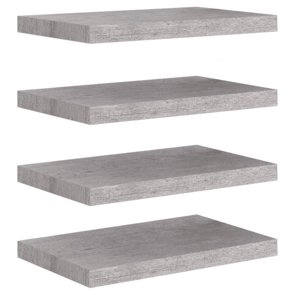 Estantes flotantes pared 4 uds MDF gris hormigón 50x23x3.8 cm M 2