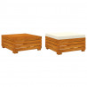 Set de mesa y reposapiés de jardín cojín madera maciza acacia 1