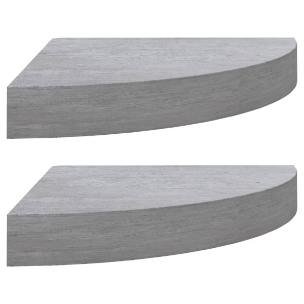 Estante de esquina de pared 2 uds MDF gris hormigón 25x25x3.8cm M 2