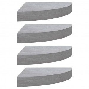 Prateleiras canto parede 4 pcs 25x25x3.8cm MDF cinzento cimento H