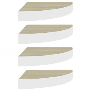 Prateleiras canto parede 4 pcs 35x35x3.8 cm MDF carvalho/branco H