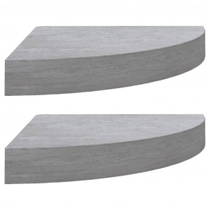 Estante de esquina de pared 2 uds MDF gris hormigón 35x35x3.8cm H