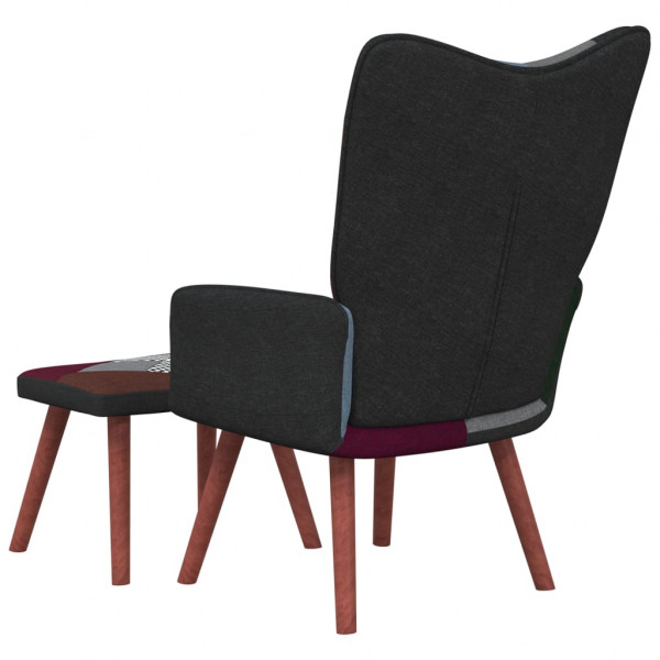 Silla de relajación con reposapiés tela patchwork M 3