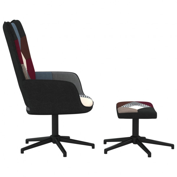 Silla de relajación con reposapiés tela patchwork M 3