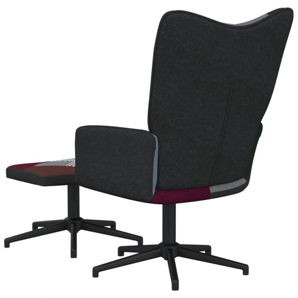 Silla de relajación con reposapiés tela patchwork M 4