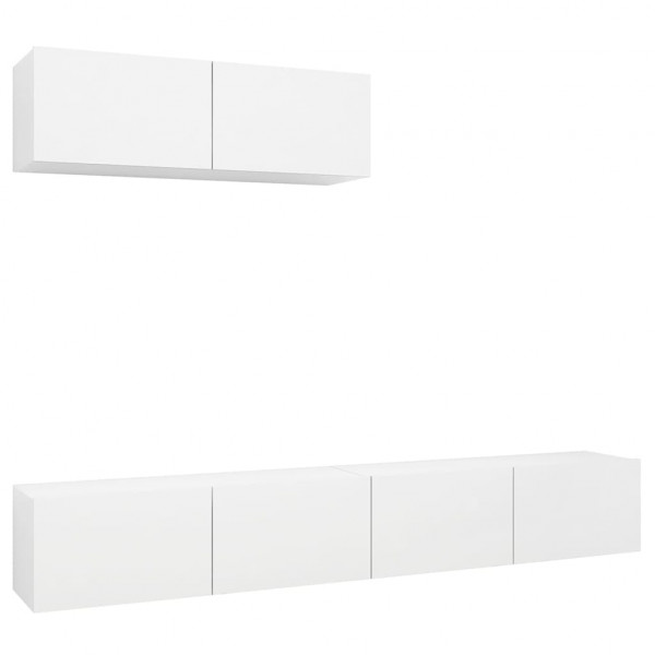 Set de muebles de salón TV 3 piezas madera de ingeniería blanco M 2