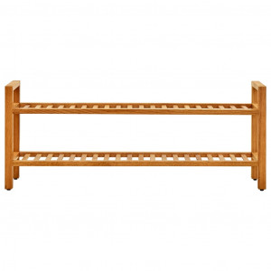Zapatero con 2 estantes madera de roble maciza 100x27x40 cm H