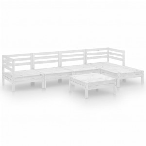 6 pcs conjunto lounge de jardim pinho maciço branco H