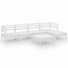 6 pcs conjunto lounge de jardim pinho maciço branco 2