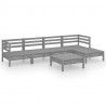 6 pcs conjunto lounge de jardim pinho maciço cinzento 2
