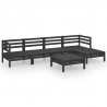 Juego de muebles de jardín 6 pzas madera de pino maciza negro 2
