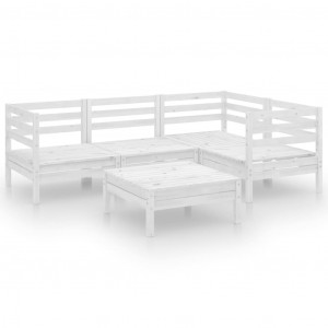5 pcs conjunto lounge de jardim pinho maciço branco H