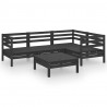 5 pcs conjunto lounge de jardim pinho maciço preto 2