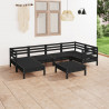 7 pcs conjunto lounge de jardim pinho maciço preto 1