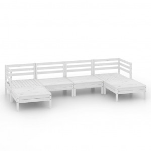 6 pcs conjunto lounge de jardim pinho maciço branco H
