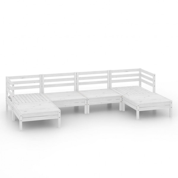 6 pcs conjunto lounge de jardim pinho maciço branco M 2