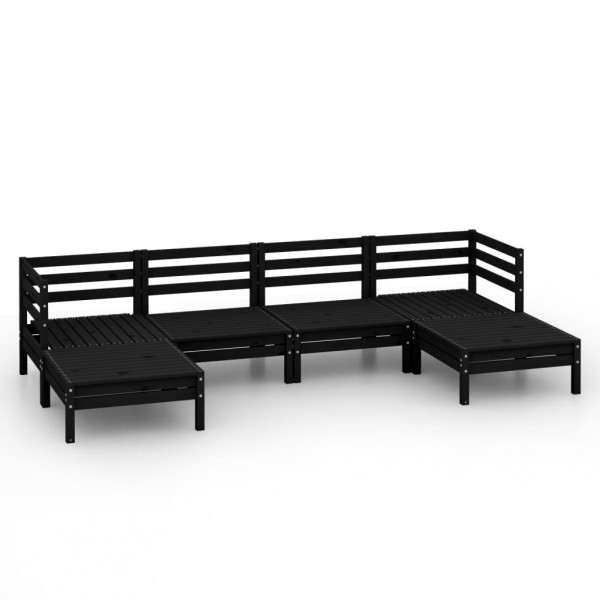 6 pcs conjunto lounge de jardim pinho maciço preto M 2