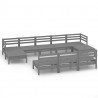 10 pcs conjunto lounge de jardim pinho maciço cinzento 2