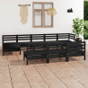 10 pcs conjunto lounge de jardim pinho maciço preto 1