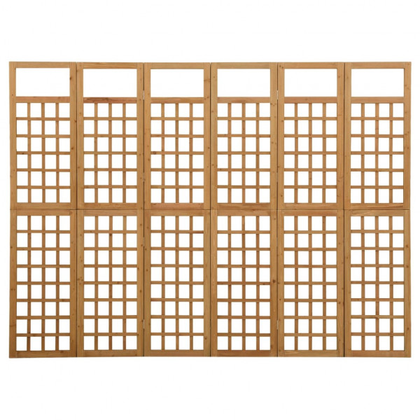 Biombo/Enrejado de 6 paneles madera de abeto 242.5x180 cm M 2