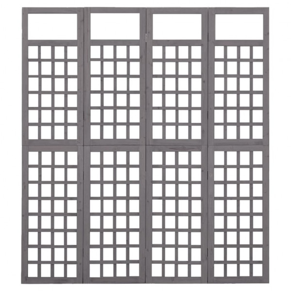 Biombo/Enrejado de 4 paneles madera maciza abeto gris 161x180cm M 2