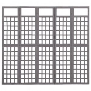 Biombo/treliça 5 painéis abeto maciço 201.5x180 cm cinzento H