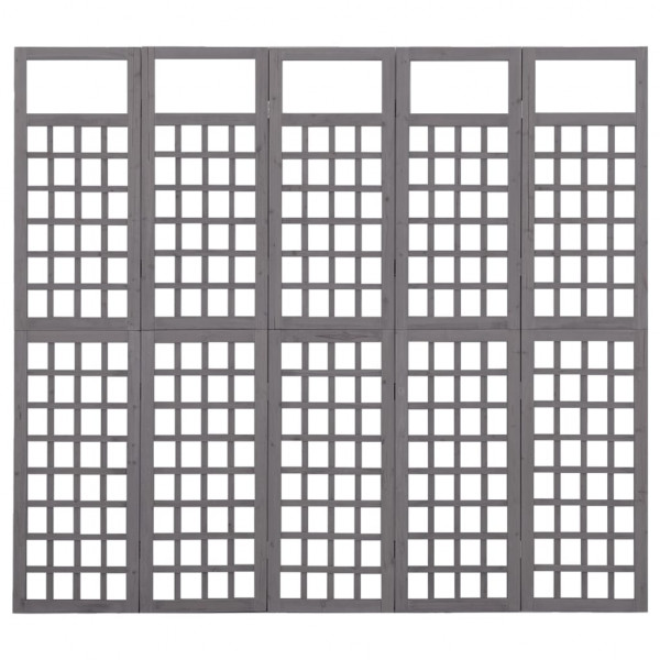 Biombo/Enrejado de 4 paneles madera abeto gris 201.5x180 cm M 2