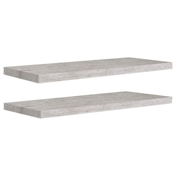 Estante flotante pared 2 uds MDF gris hormigón 80x23.5x3.8 cm M 2
