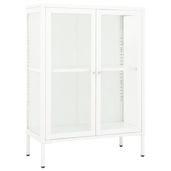 Aparador 75x35x105 cm vidro e aço branco M 2