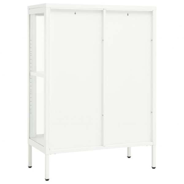 Aparador 75x35x105 cm vidro e aço branco M 5