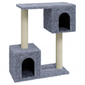 Rascador para gatos con postes de sisal 60 cm gris claro H