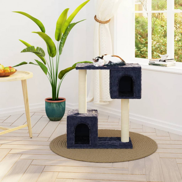 Rascador para gatos con postes de sisal gris oscuro 60 cm D