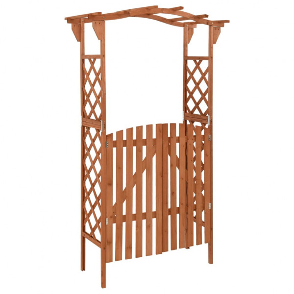 Pérgola con puerta madera maciza de abeto 116x40x204 cm D