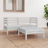 3 pcs conjunto lounge de jardim pinho maciço branco 1