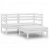 Juego de muebles de jardín 3 pzas madera maciza de pino blanco 2