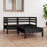 3 pcs conjunto lounge de jardim pinho maciço preto 1