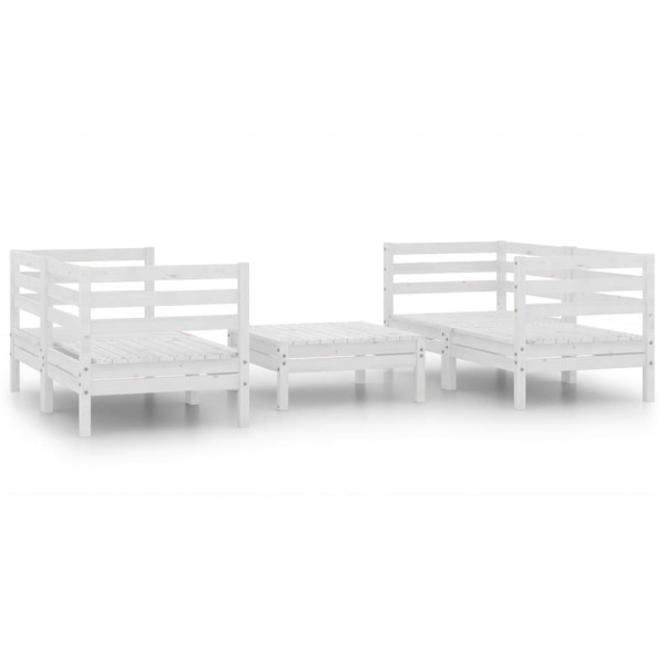 5 pcs conjunto lounge de jardim pinho maciço branco M 2