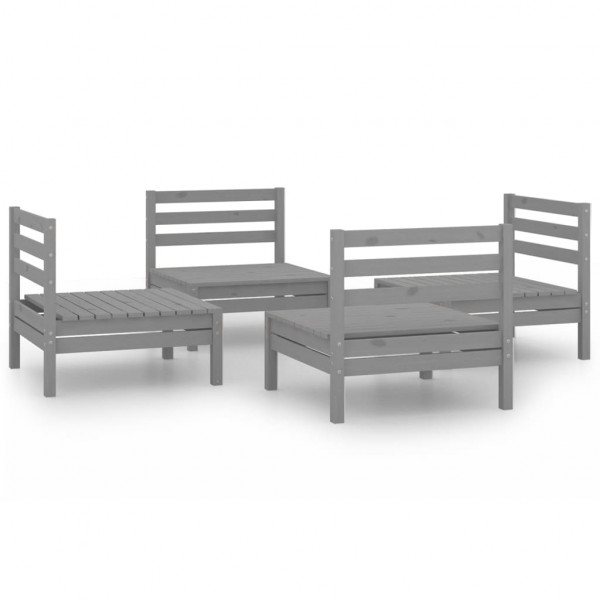 Juego de muebles de jardín 4 piezas madera maciza de pino gris M 2