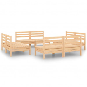 Juego de muebles de jardín 8 pzas madera de pino maciza H