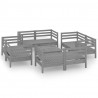 9 pcs conjunto lounge de jardim pinho maciço cinzento 2